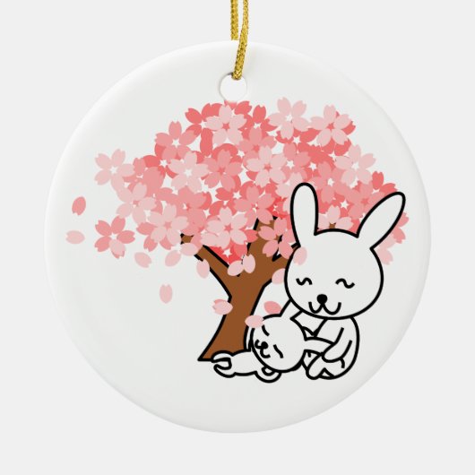 春ブンニーオーナメントラウンド セラミックオーナメント (正面)
