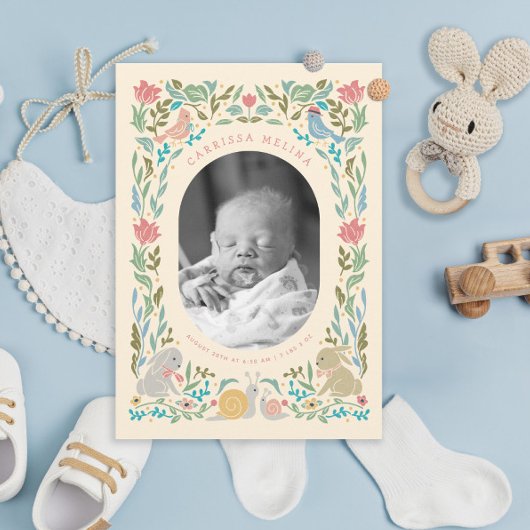 春ブンニースバーズカタツムイルパステルフォト誕生 招待状