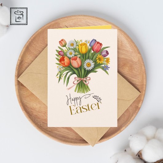 春ブーケダフォディルチューリップデイジーイースターホリデー カード