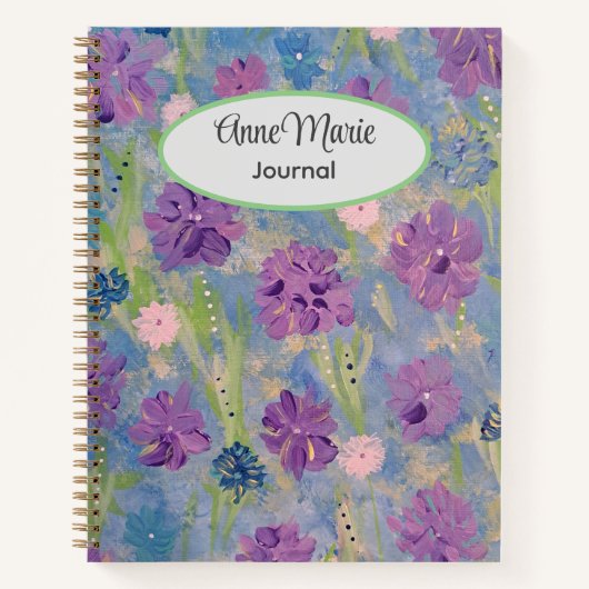 春ブーケフローラパーソナライズされたノート ノートブック (正面)