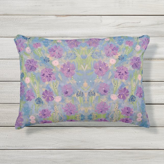 春ブーケ屋外アクセントピロー16"x12" アウトドアクッション (正面)