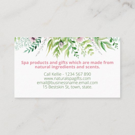 春ブーケ手作り風呂ソーク体バター石鹸 名刺 (裏面)