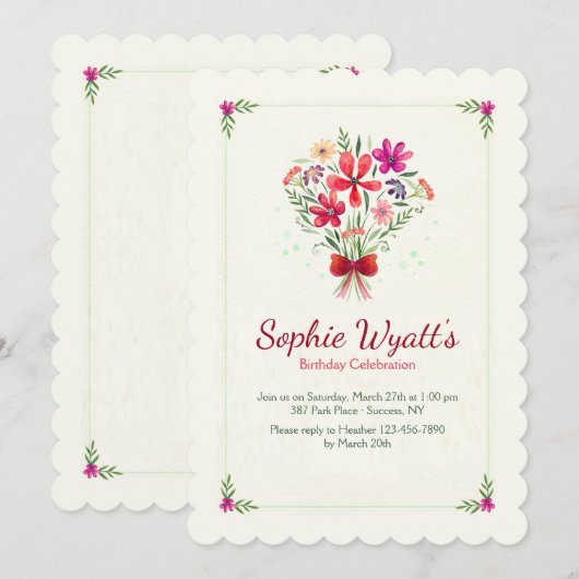 春ブーケ招待状 招待状 (正面/裏面)