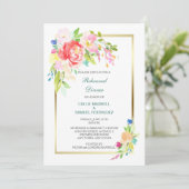 春ブーケ結婚のリハーサルディナー招待状 招待状 (スタンド正面)