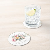 春ブーケ |チューリップとバタフライの水色 ラウンドペーパーコースター (インサイチュ)