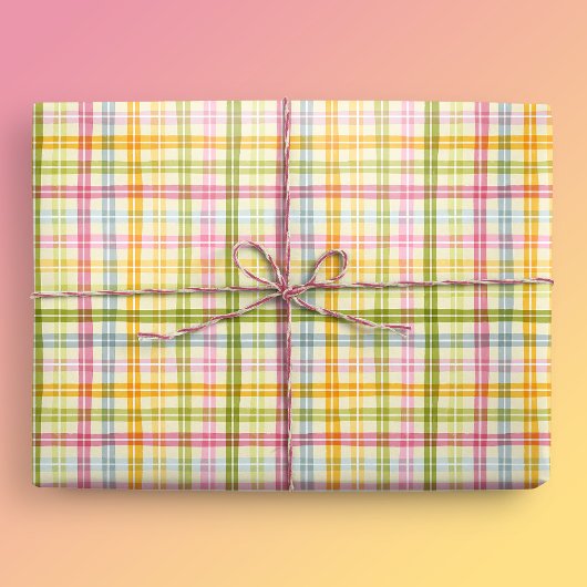 春プレイドパステル ラッピングペーパー
