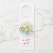 春ヘレボレス水彩アートおもしろい事実 ボトルネックタグ (正面)