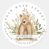 春ベビーシャワー |ウッドランド差出人住所ラベル ラウンドシール (正面)