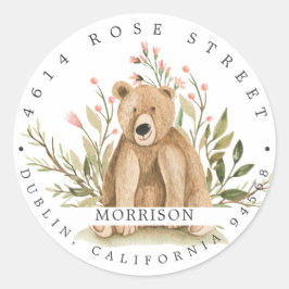 春ベビーシャワー |ウッドランド差出人住所ラベル ラウンドシール
