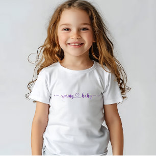春ベビーバイオレットプリントベビーシャワー ベビーTシャツ