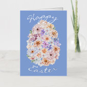 春ベビーブルーフラワーズハッピーイースター 箔シーズンカード (正面)