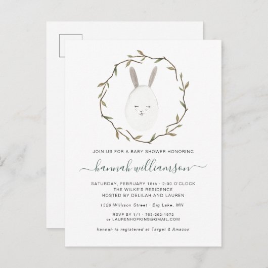 春ベビー|イースターベビーシャワー招待状 インビテーションポストカード (正面/裏面)