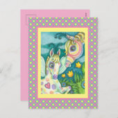 春ベビー、新着妖精フィリー馬ファンタジー シーズンポストカード (正面/裏面)