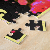 春ホットピンクさくらんぼブロッサムオンイエロー ジグソーパズル (側面)