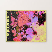 春ホットピンクさくらんぼブロッサムオンイエロー ジグソーパズル (横)