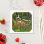 春ホワイトテールファウンとマザーディアー スタンダードカクテルナプキン (インサイチュ)