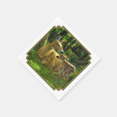 春ホワイトテールファウンとマザーディアー スタンダードカクテルナプキン (角)