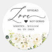 春ホワイトローズフローラサニタイザー結婚式の引き出物 ラウンドシール (正面)