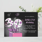 春ボックス30歳の誕生日パーティー-ピンクと紫 招待状 (スタンド正面)