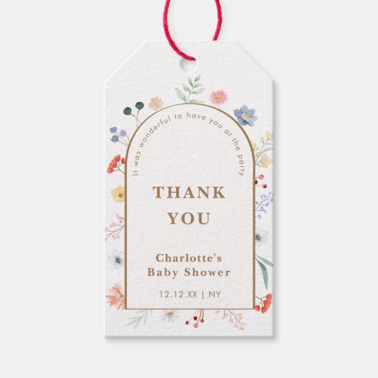 春ボホアーチワイルドフラワーフローラベビーシャワー ギフトタグ (正面)