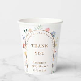 春ボホアーチワイルドフラワーフローラベビーシャワー 紙コップ