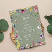 春ボホシッカラフルクワイルドフラワー結婚ズインクト 招待状