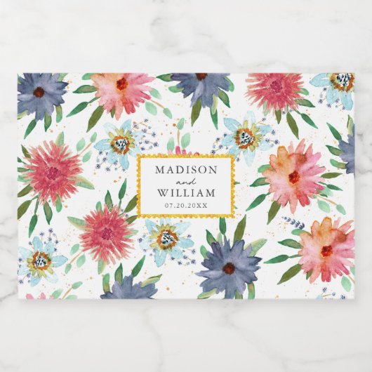 春ボホシックグリーンリーワイルドフラワー結婚式の引き出物 リキュールボトルラベル (シングルラベル)