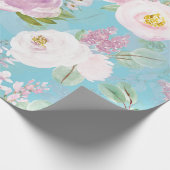 春ボホハンドドロー花模様オンティール（緑がかった色） ラッピングペーパー (角)