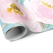 春ボホハンドドロー花模様オンティール（緑がかった色） ラッピングペーパー (ロールコーナー)