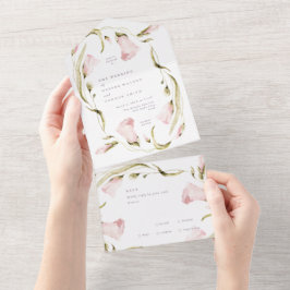 春ボホビッグはっきりしたワイルドフラワー結婚ズ枠 オールインワン招待状