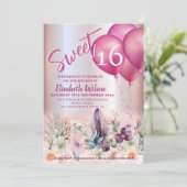 春ボホフローラガーリー気球のキラキラ 招待状 (スタンド正面)