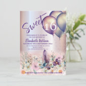 春ボホフローラガーリー気球のキラキラ 招待状 (スタンド正面)