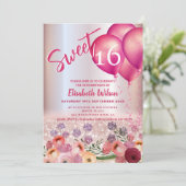 春ボホフローラガーリー気球のキラキラ 招待状 (スタンド正面)