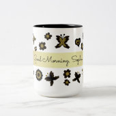 春ボホボヘミアンフローラ金ゴールドバタフライ華美 ツートーンマグカップ (中央)