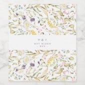 春ボホワイルドフラワーパンパ結婚ス ワインラベル (シングルラベル)