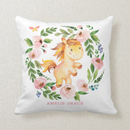 春ポニーかわいらし赤面フローラグリーナリーベビーガール クッション