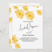 春ポピーイエローはっきりしたフローラブライダルシャワー 招待状 (正面/裏面)