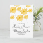 春ポピー黄色はっきりしたフローラ赤ちゃんシャワー 招待状 (スタンド正面)