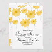 春ポピー黄色はっきりしたフローラ赤ちゃんシャワー 招待状 (正面/裏面)