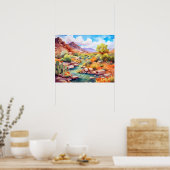 春マウンテンネバダウォーターカラーランドスケープ ポスター (キッチン)