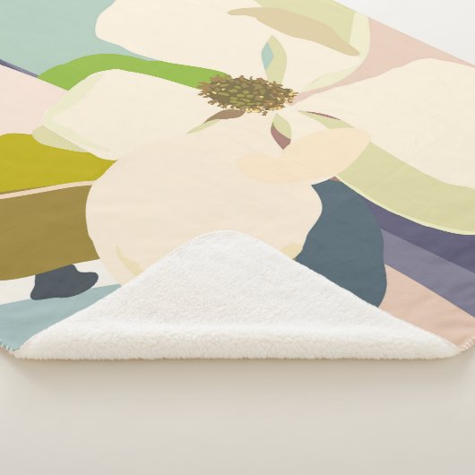 春マグノリアカラーブロックフローリスト シェルパブランケット (3/4)