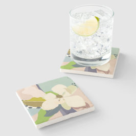 春マグノリアカラーブロックフローリスト ストーンコースター