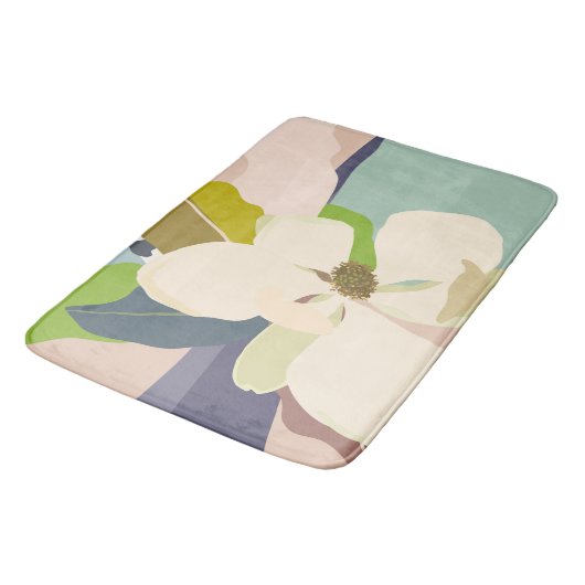 春マグノリアカラーブロックフローリスト バスマット (アングル)