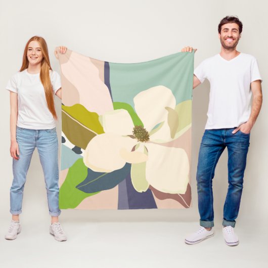 春マグノリアカラーブロックフローリスト フリースブランケット (インサイチュ)