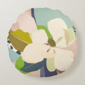 春マグノリアカラーブロックフローリスト ラウンドクッション (正面)