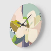 春マグノリアカラーブロックフローリスト ラージ壁時計 (傾斜)