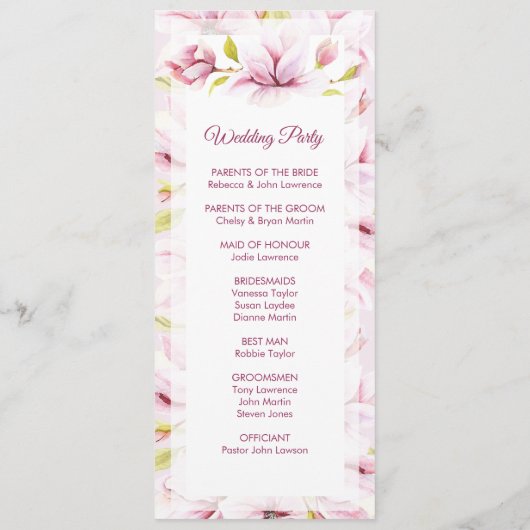 春マグノリア結婚スフローラ式 プログラム (裏面)