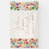 春マスタードイエローパープルフラワーブライダルシャワー 横断幕 (縦)