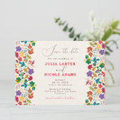 春マスタードイエローパープルメドウフラワー結婚ズ セーブザデート (スタンド正面)