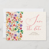 春マスタードイエローパープルメドウフラワー結婚ズ セーブザデート (裏面)